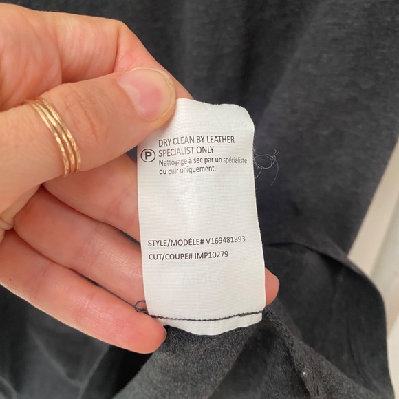 Vince Lamb Leather Short Sleeve Dark Gray Tee Size L - Picture 9 of 9